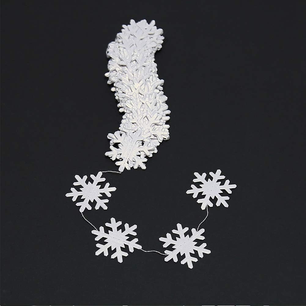 Cheerland Pearl White Icy Snowflake Garland Kit Hanging Christmas Decorations Snowflakes Tree Decor Streamer Bunting Banner For
